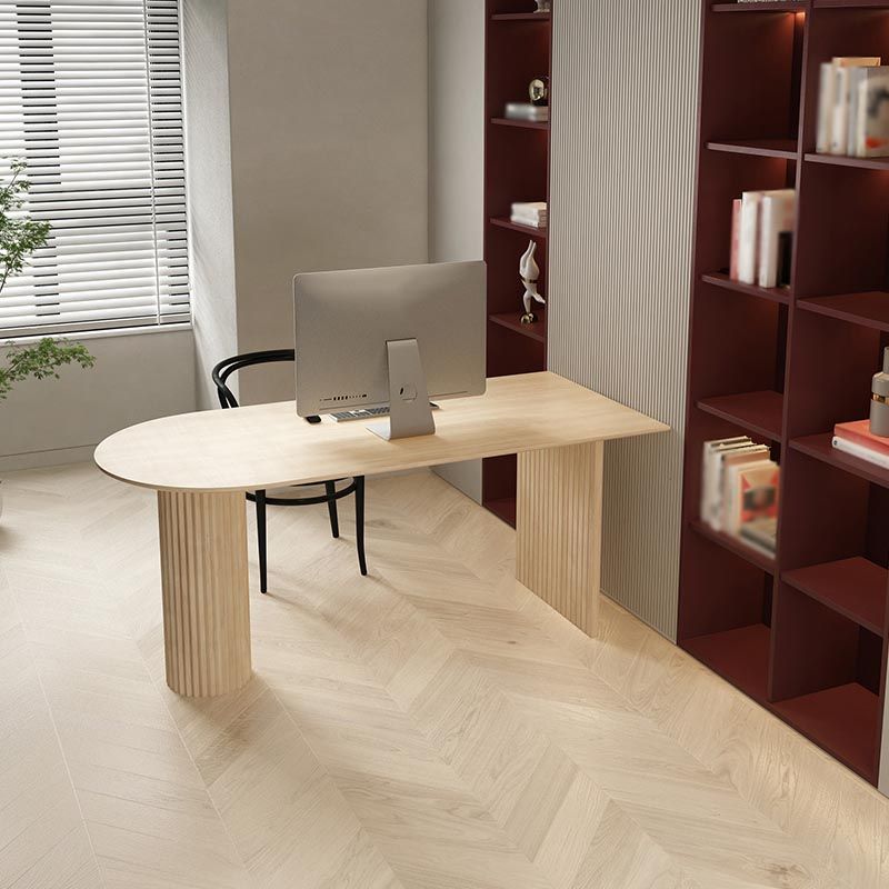 Minimalism Oval Dining Table Metal Double Pedestal Dining Table for Living Room