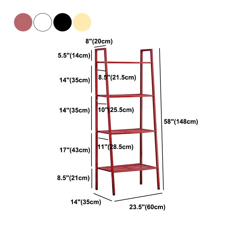 Modern Metal Ladder Bookshelf Vertical Open Bookshelf for Living Room