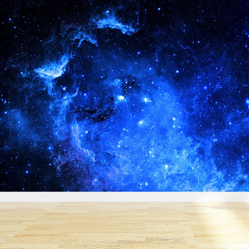 Modern Constellations Scene Wall Mural Non-Woven Waterproof Dark Blue Wall Art for Bedroom