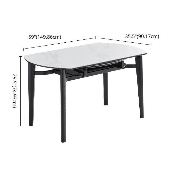 Contemporary Collapsible Sintered Stone Dining Room Table with 4 Solid Wood Legs Kitchen Dining Set