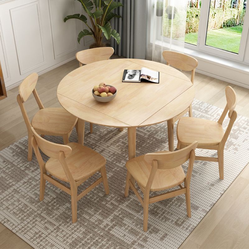 Rubberwood Dining Table Drop-Leaf Dinner Table for Dining Room