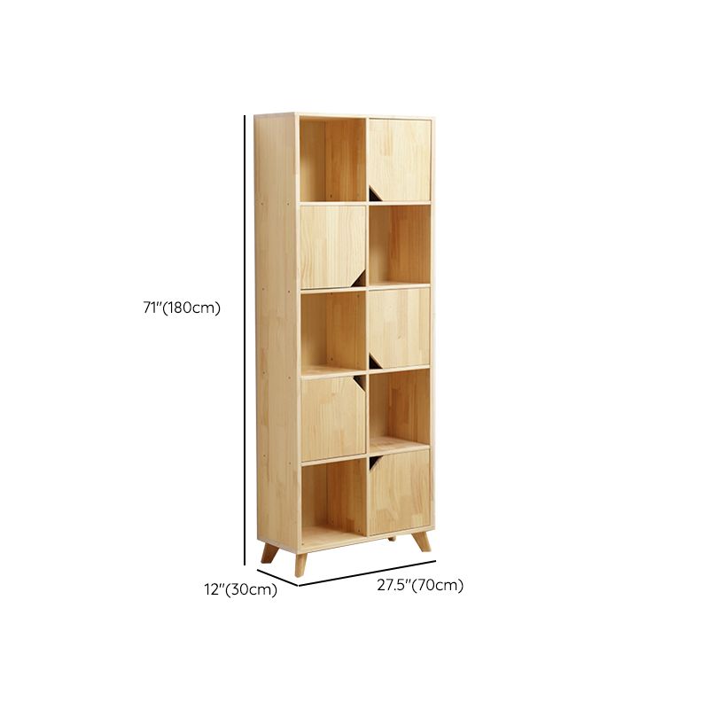 Modern Standard Wooden Bookshelf Closed Back Natural Bookcase with Shelves