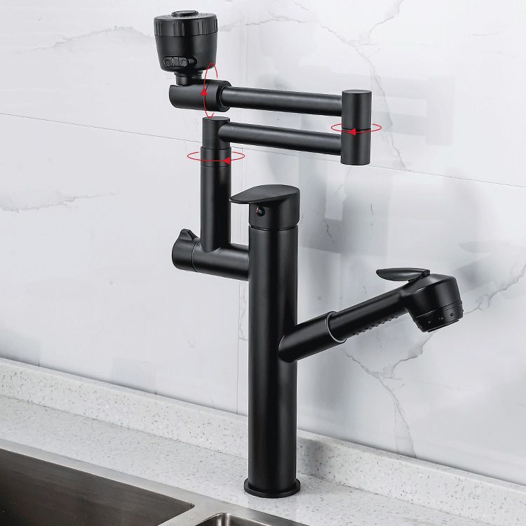 Modern High Arch Pot Filler Faucet Swivel Spout with Pull Down Sprayer