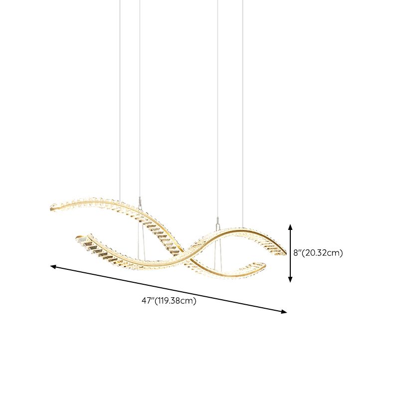 Modern Style Wave Shape Island Pendants Crystal Pendant Lights for Dining Room
