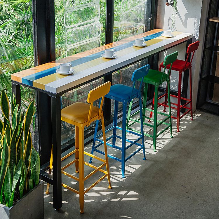 Industrial 1/5 Pieces Bar Table Set Rectangle Wood Counter Table with High Stools for Bar