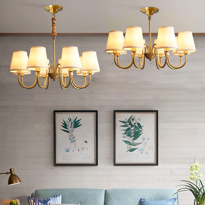 Gold Copper Pendant Light in Traditional Classic Style Flax Sputnik Hanging Light for Living Room