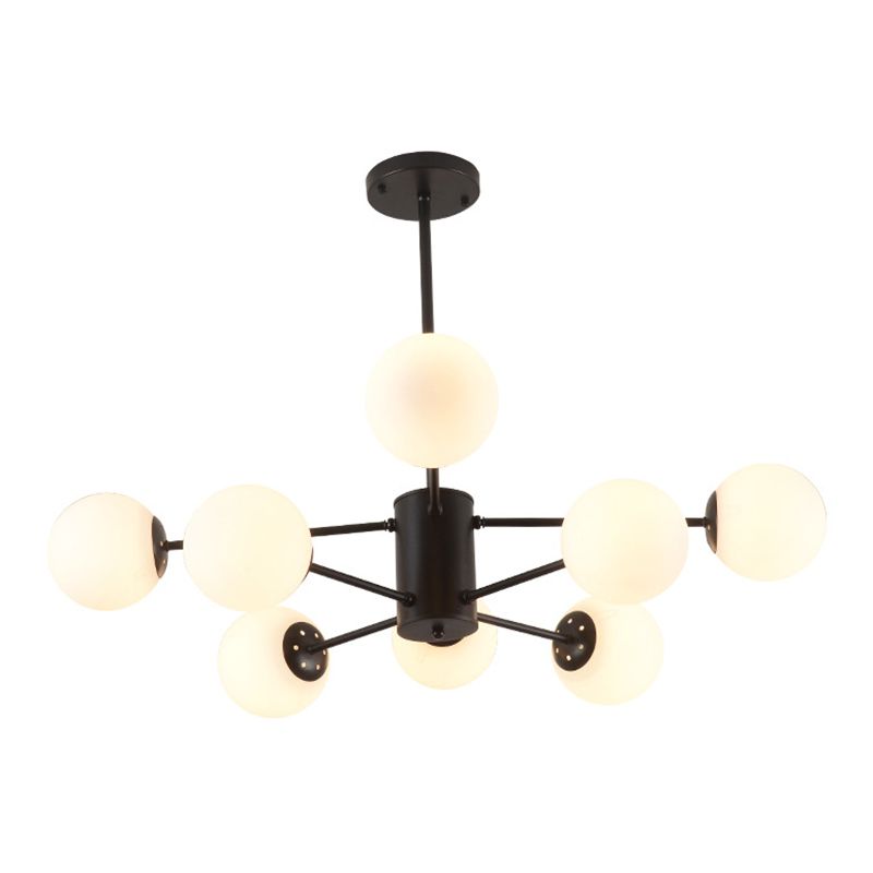 Glass Round Chandelier Pendant Light Minimalist-Style Cream Hanging Ceiling Light