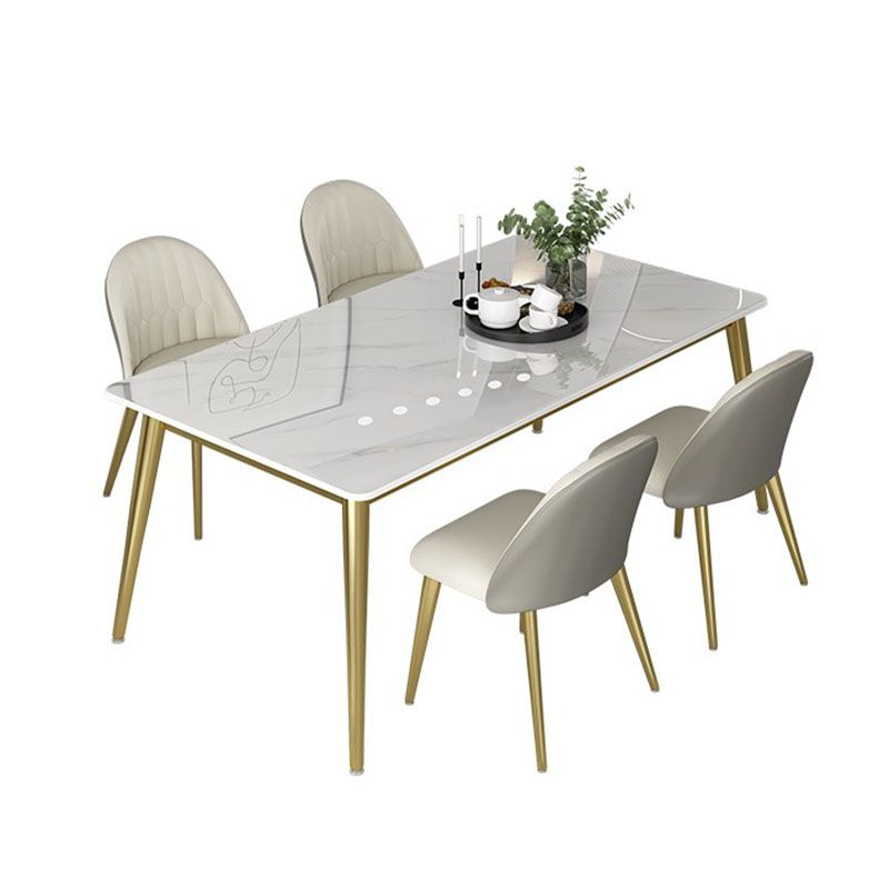 Nordic 1/5/6/7 Pieces Dining Set Sintered Stone Dining Table with Leather Chairs