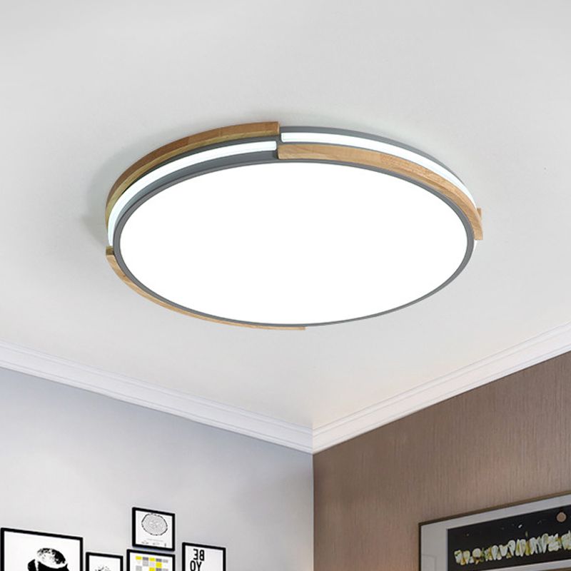 Macaron Thin Round Flush Mount Light Metallic 12.5"/16.5"/20.5" Dia LED Grey/White/Green Ceiling Lamp in Warm/White/Natural Light