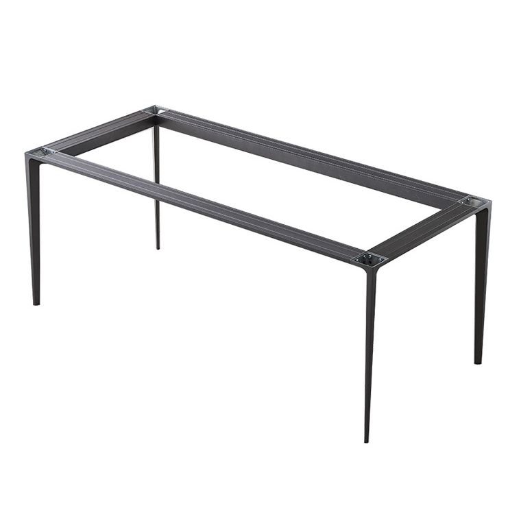 Metal Contemporary Rectangular Table High Gloss White Sintered Stone Dining Table with 4 Legs