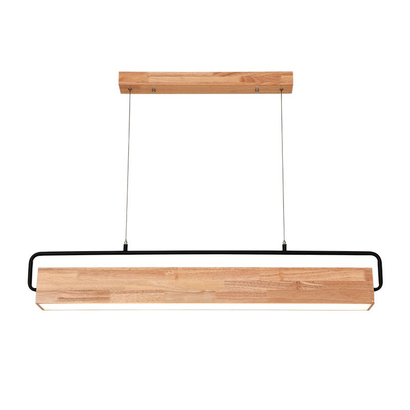 Modern Kitchen Island Lighting Cuboid Island Light Fixture Wood 1 Light Island Lights in Black