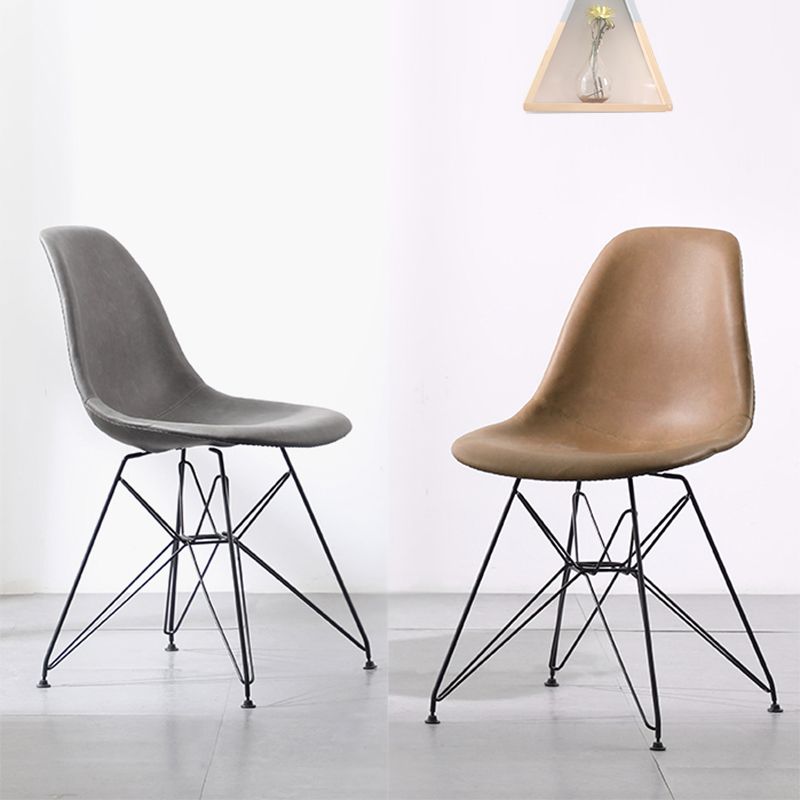 Design industriale in pelle sedia da sala da pranzo senza braccio sedia da pranzo solido