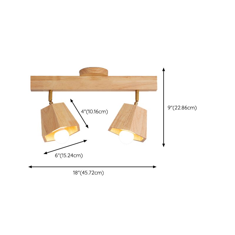 Modern Ceiling Track Light Multi - Head Solid Wood Ceiling Flush Mount