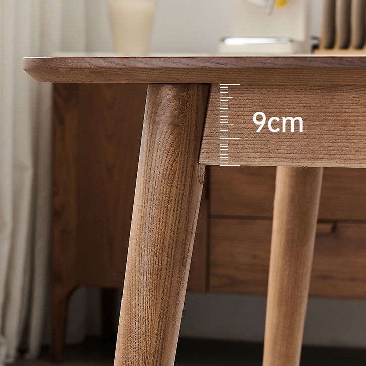 Modern Rectangular Space Saving Brown Walnut Dining Table with 4 Legs