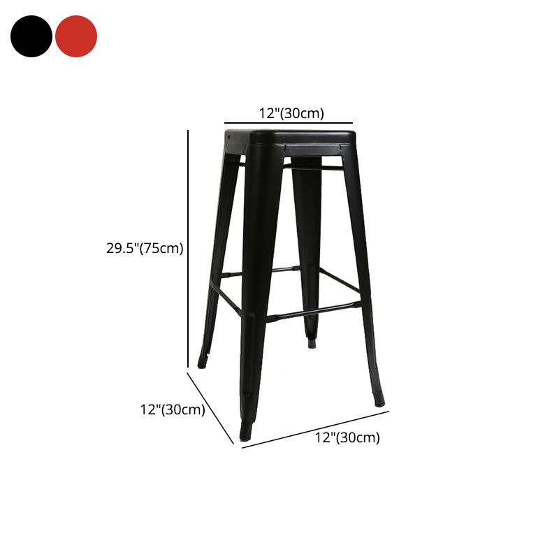 Industrial Bar and Counter Stool Metal Square Stool with 4 Legs