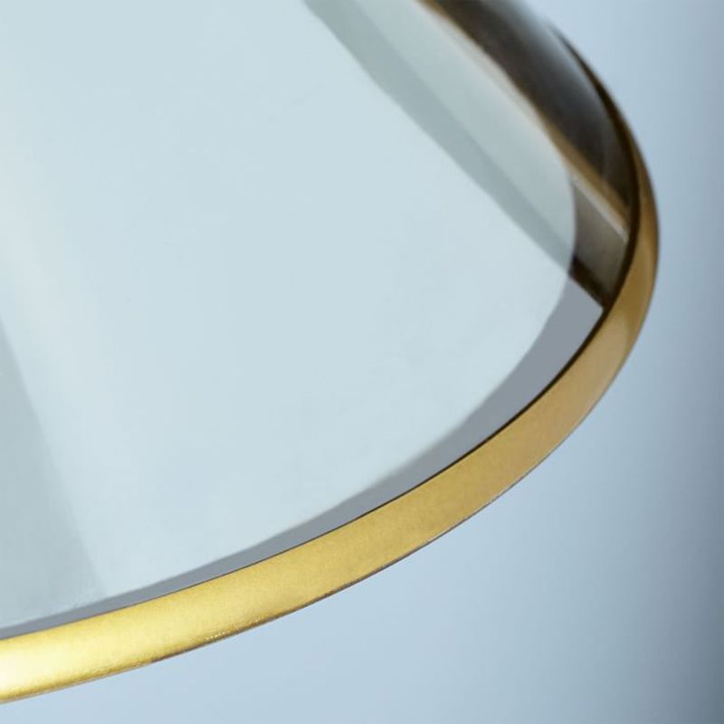 1-Light Post-modern Style Table Lamp Tapered Transparent Glass Shade Metal Nightstand Light