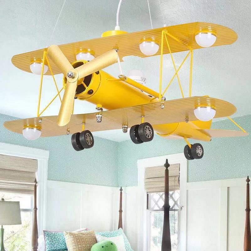 Contemporary Aircraft Shaped Chandelier Lighting Metal Kindergarten LED Pendant Light