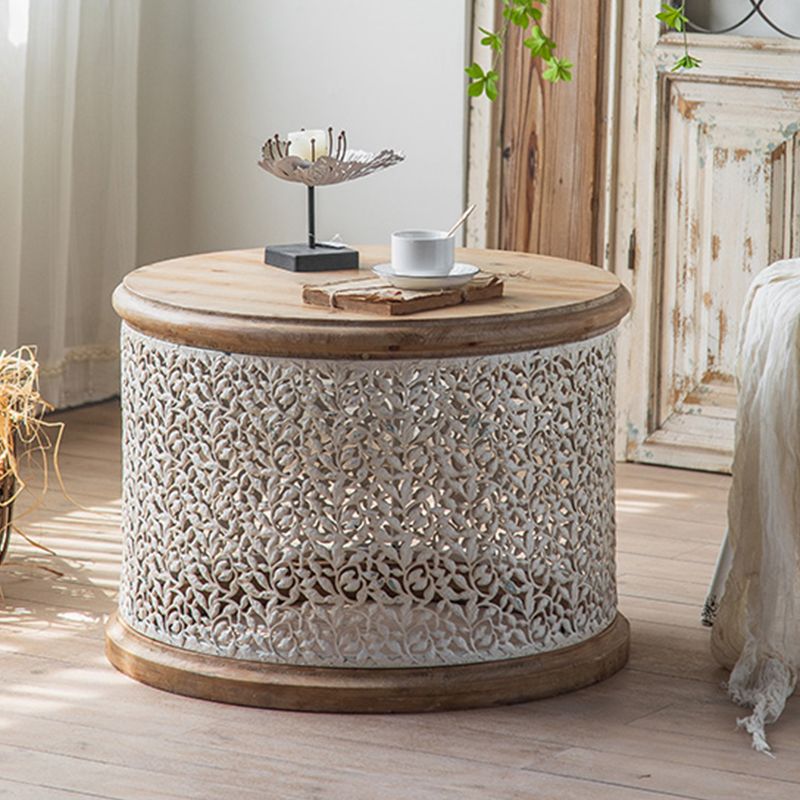 French Country Corner Table Round Solid Wood Accent Side Table