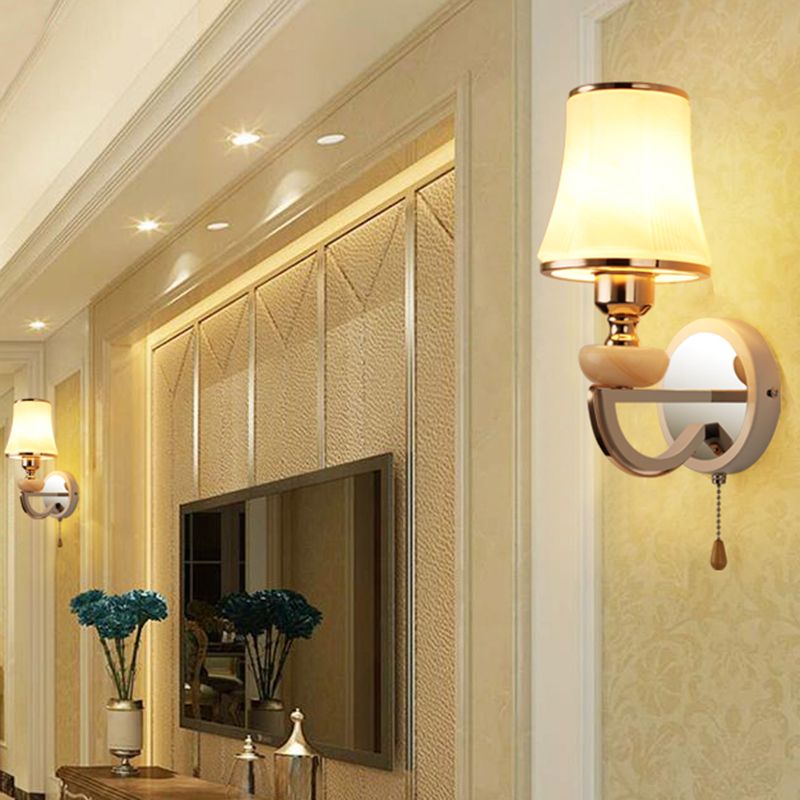 Nordic Style Vanity Light Geometry Shape Vanity Lamp with Glass Shade for Bedroom