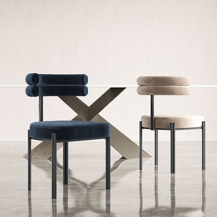 Contemporary Open Back Dining Chairs Velvet Arm Dining Chair