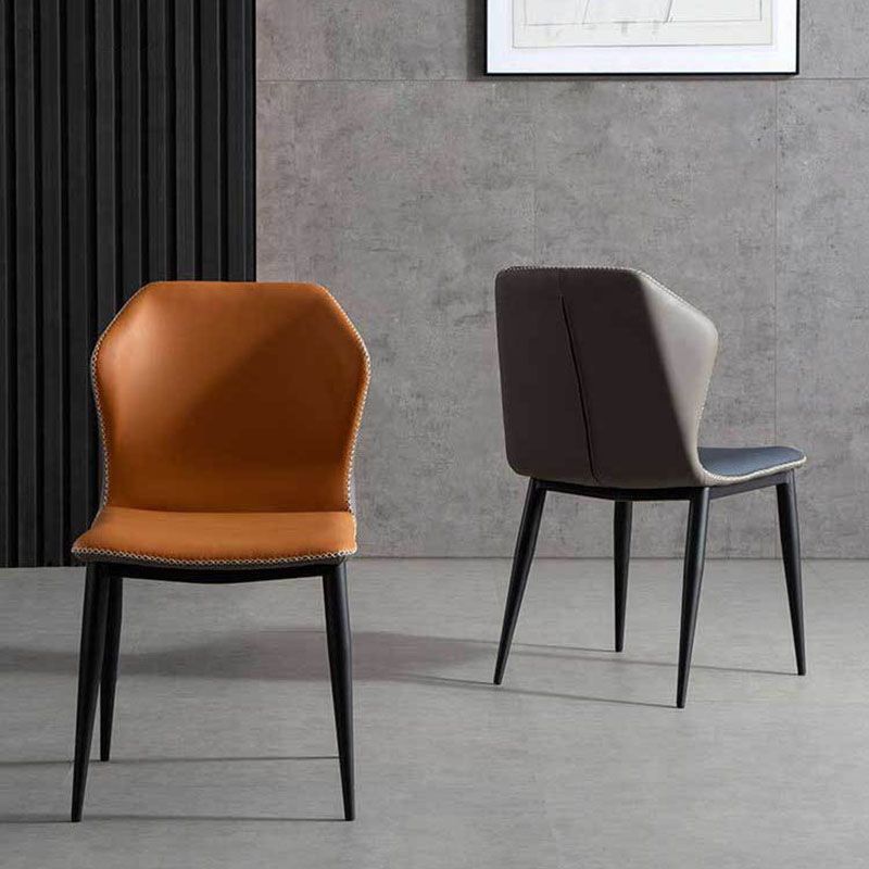 Silla de comedor de cuero contemporánea con respaldo lateral para sala de conferencias