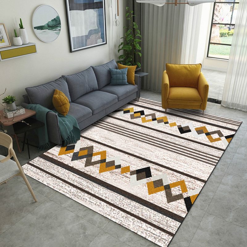 Classic Multi Color Geo Rug Polyster Glam Area Rug Non-Slip Backing Pet Friendly Carpet for Parlor