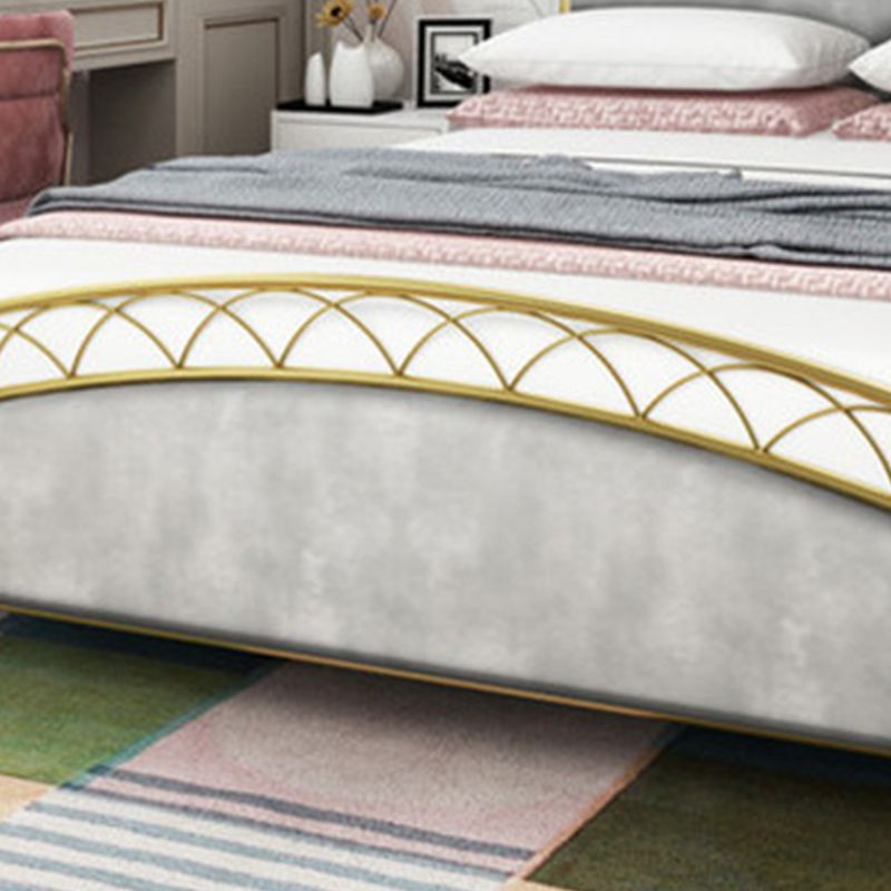 Modern Rectangular Bed Upholstered Headboard Bed with Metal Legs