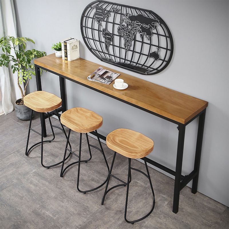 Industrial 1/4/6 Pieces Bar Table Set Rectangle Pine Wood Counter Table with High Stools