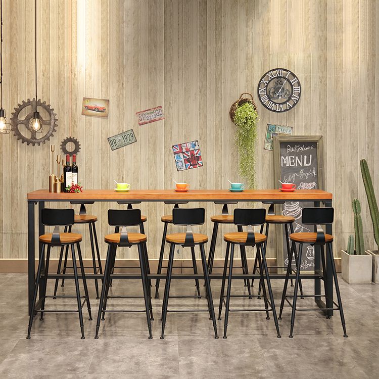 Industrial 1/6/9/11 Pieces Bar Table Set Rectangle Pine Wood Counter Table with Stools