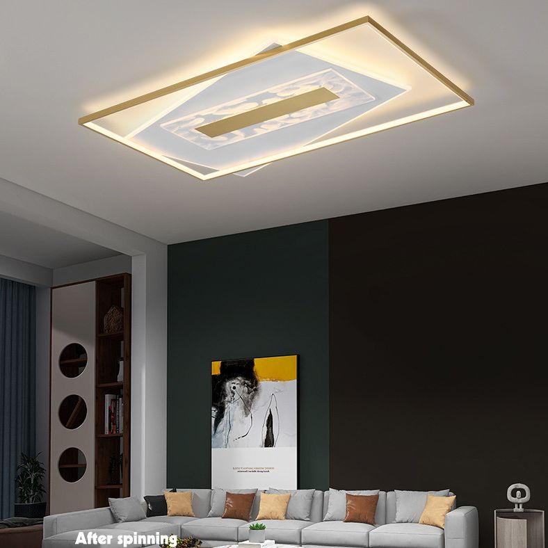 Geometric Shaped LED Flush Lamp Simplicity Acrylic Living Room Ceiling Light in Gold