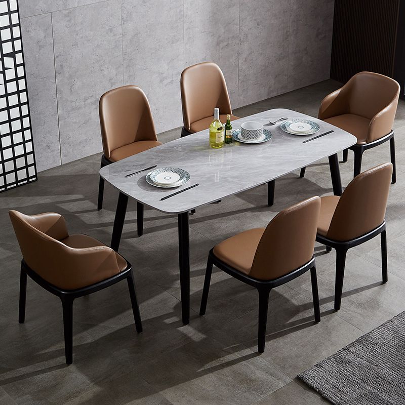 Silla auxiliar industrial de cuero para el hogar, silla de comedor Parsons con acabado mate (juego de 2)