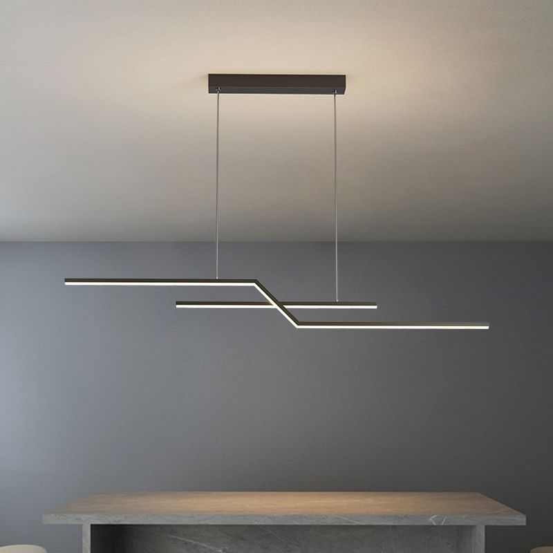 Metal Linear Shape Chandelier Light Modern Style 2 Lights Chandelier Light Fixture