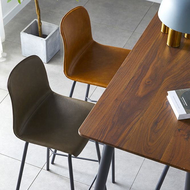 Contemporary Style Low Back Leather Bar Stool with Metal Legs