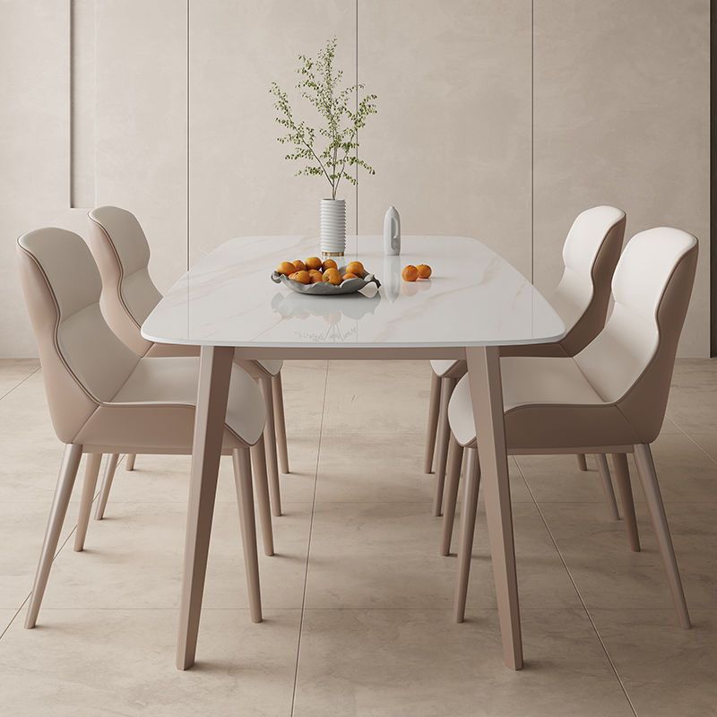 Kitchen Luxury Dinner Table Stone Rectangle 4 Legs Dining Table