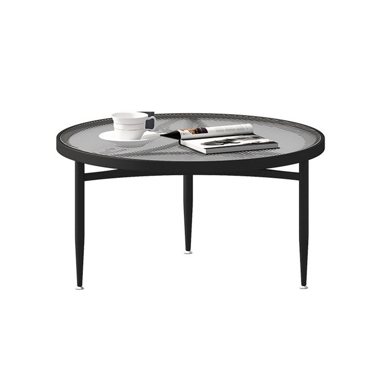 11.8" H Modern Round Glass Coffee Table Iron 3 Legs Cocktail Table