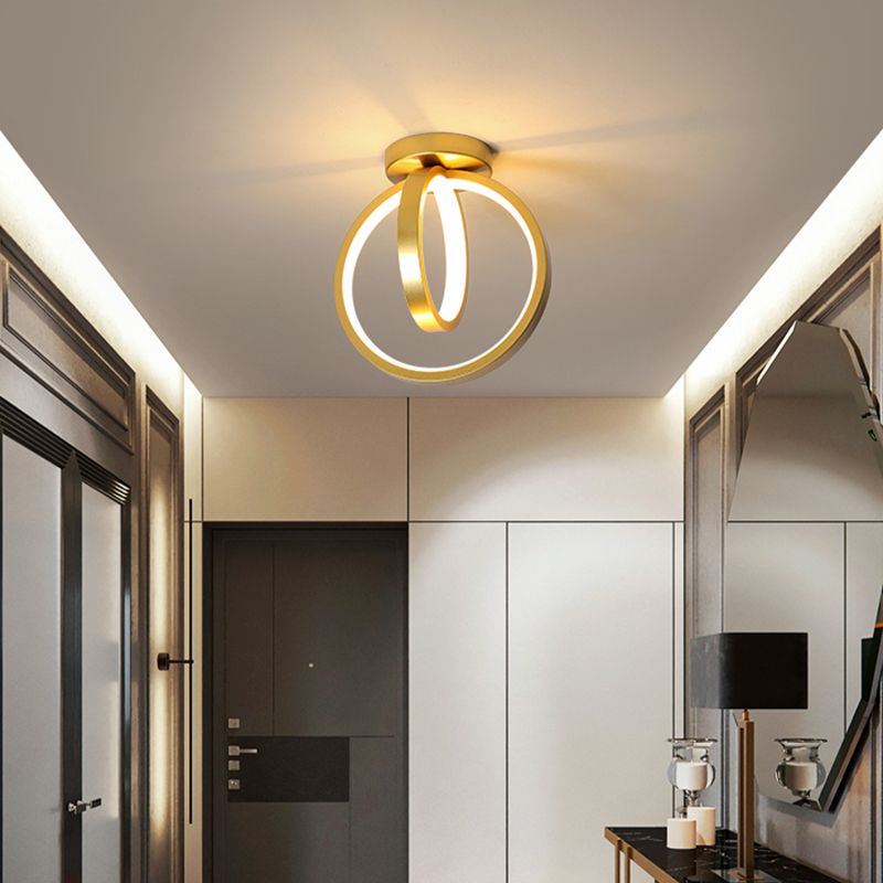 Foyer circular, luz empotrada en el techo, iluminación LED minimalista metálica de montaje semiempotrado