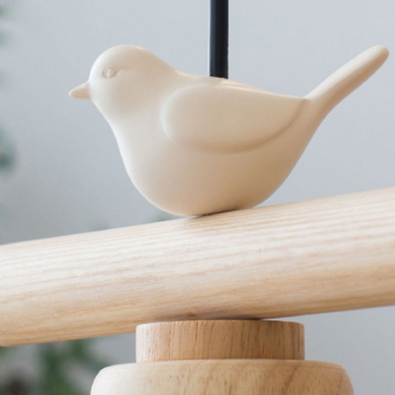 Wooden Island Light Modern Island Hanging Light with Bird Decoration for Dining Room