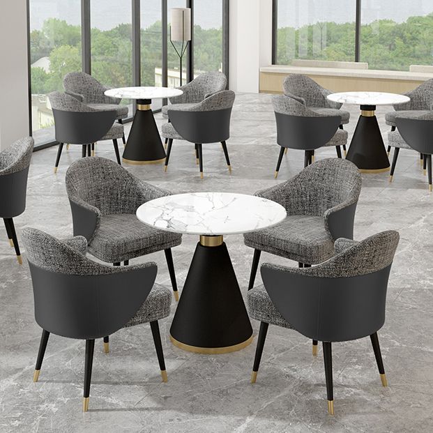 Metal Modern Round Dining Table Sintered Stone Top Table for Dining Room