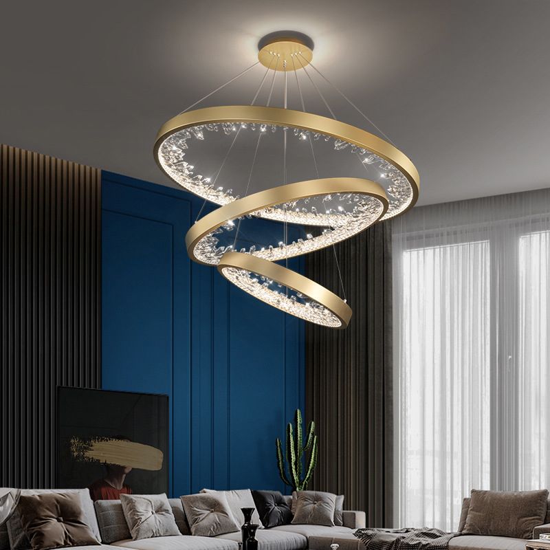 Ultra-modern Simplicity Orbicular LED Chandelier Lamp Crystal Suspension Pendant Light for Restaurant