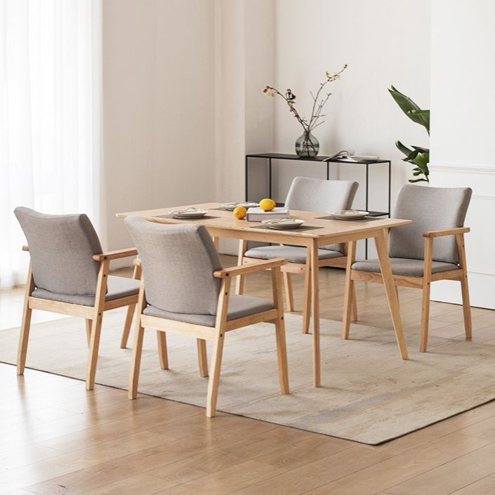 Chaise contemporaine en bois d'hévéa à dossier solide, chaise de salle à manger en bois au fini mat avec pieds naturels