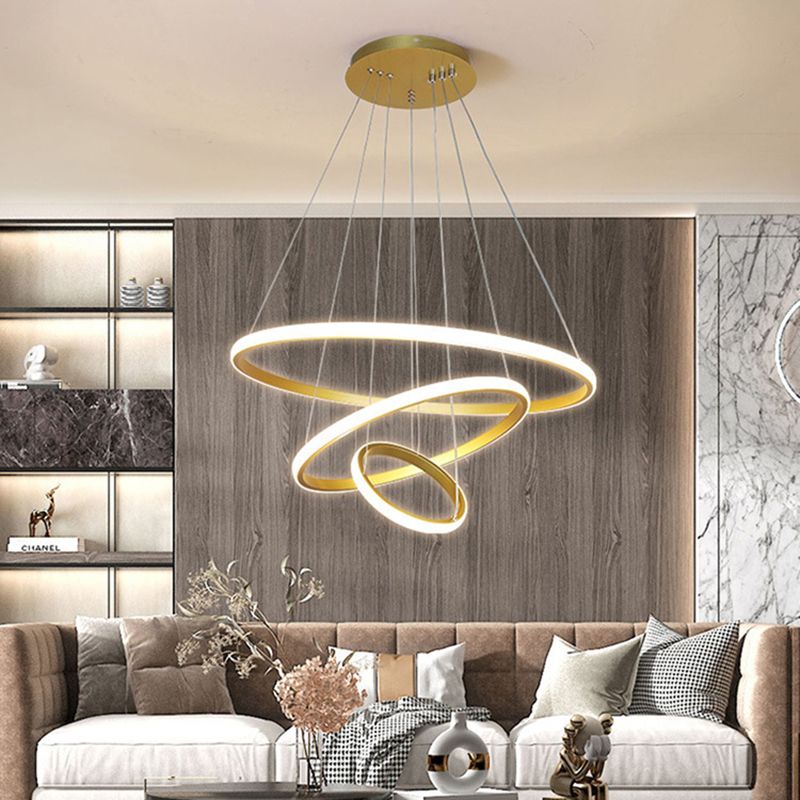 Orbicular Living Room Chandelier Lamp Metal LED Minimalist Suspension Pendant Light