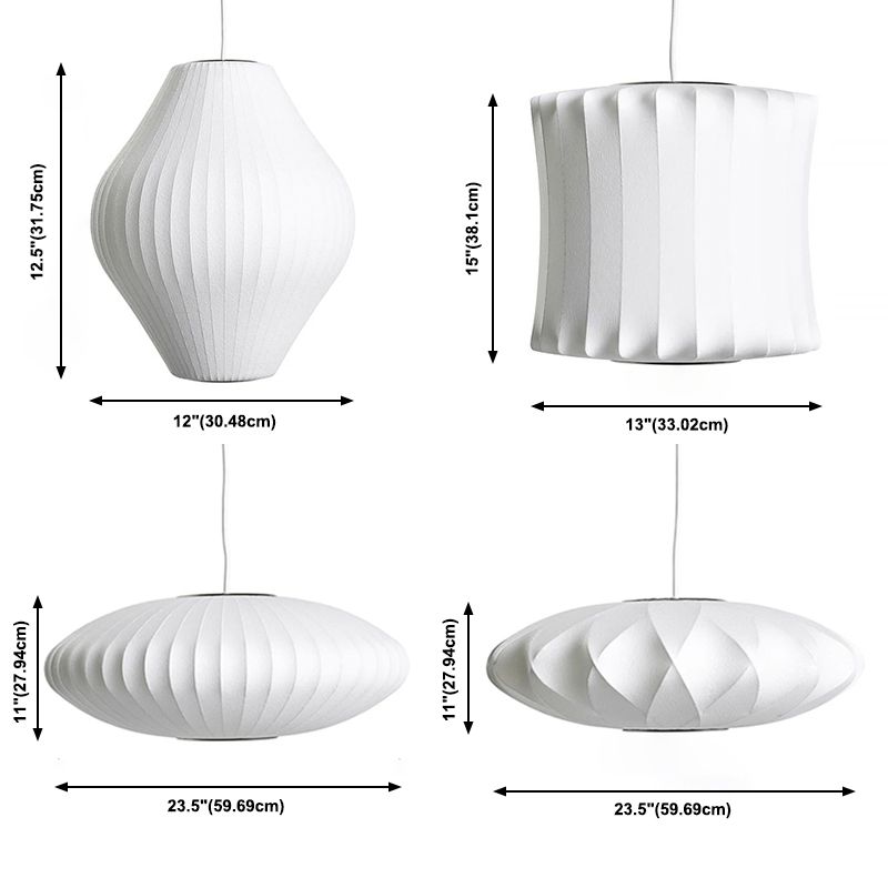 Zeitgenössische schattierte Suspension Anhänger Leichter Stoff Esszimmer Hanges Lichtkit in Weiß