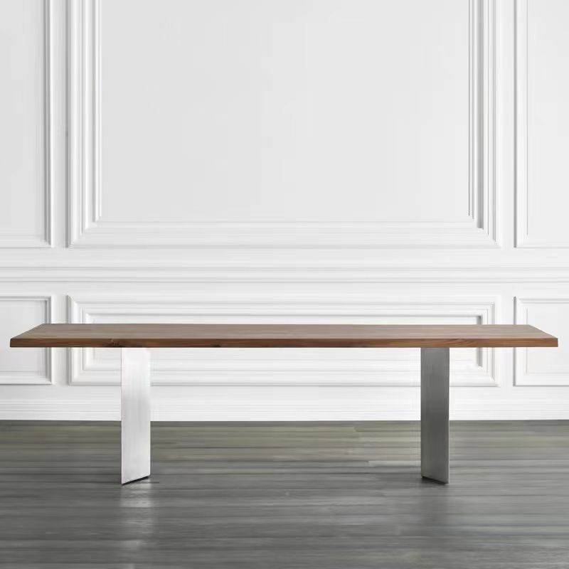Mesa de comedor glamorosa de forma rectangular Mesa sólida para cocina