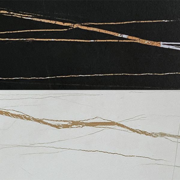 Rectangle Dining Table White and Black Stone Modern Dining Table