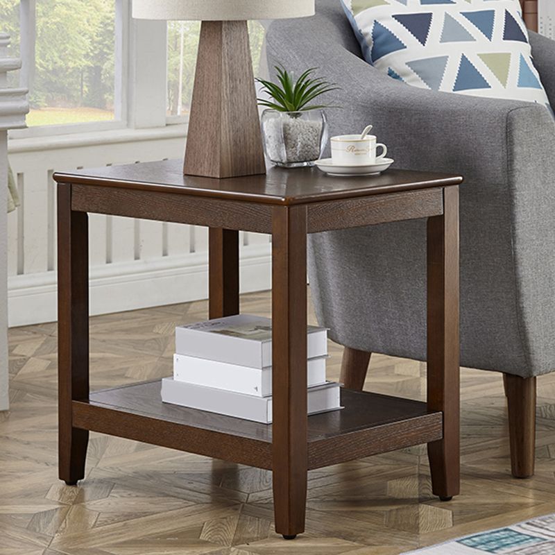 Modern Square / Rectangle Top Side Table Wooden 4 Legs End Table with Shelf