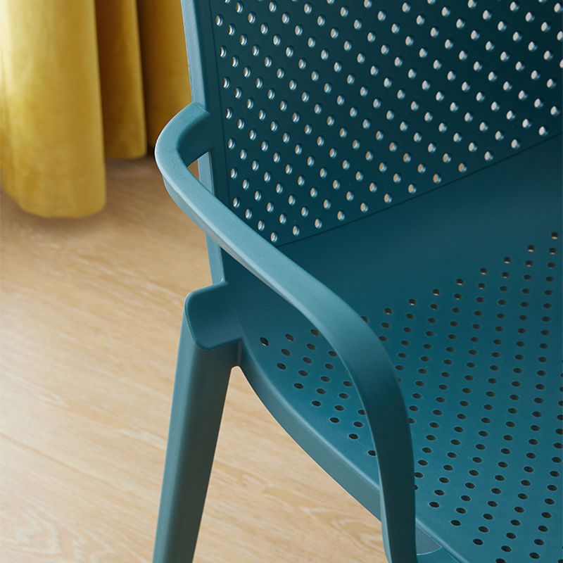 Plastic Contemporary Kitchen Dining Chair Arm Solid Back Chair