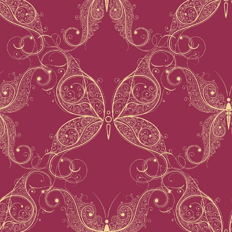 Full Size Butterflies Wall Murals for Bedroom Animal Print Wall Covering in Purple-Red, Washable