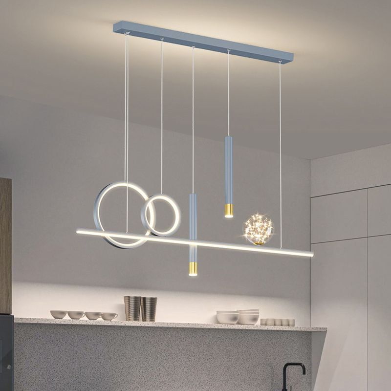 Black/White/Grey Kitchen Island Lighting 6-Light Modern LED Island Pendant Lighting