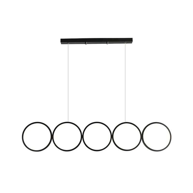 31,5 "/39,5" W Anelli Sospensione Lampada minimalista Led Idee di illuminazione dell'isola nera in luce calda/bianca