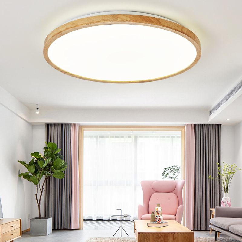 Modern Style Geometrische Bündige Deckenbefestigung 1-Light Holz Flush Ceiling Light